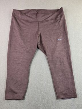 Nike Dri-Fit Cropped Leggings Womens 3X Mauve Athletic Stretch Pants